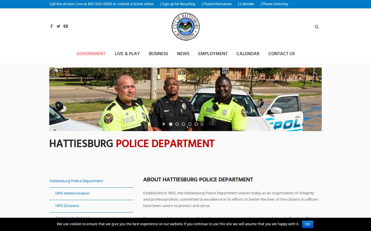 Hattiesburg Police Department public records and incident-reporting page
